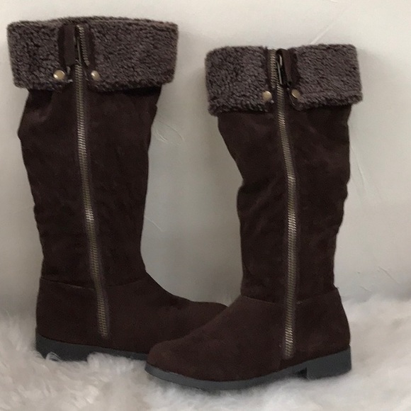 Bamboo  vegan  suede vegan fur cuffed side zipper high boots Size 6/36 - Picture 2 of 12